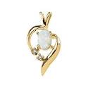 14k Yellow Gold Pear Shape Opal and Diamond Necklace (0.02 ct. tw.)