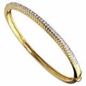 14K Yellow Gold Stylish Fish Scale Diamond Bangle Bracelet