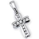 14K White Gold Diamond Cross Pendant