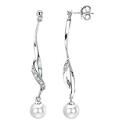 14k White Gold Freshwater Cultured Pearl and Diamond Earrings (H/ I1, 0.07 ct. tw.)