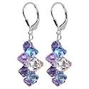 Lavender Blue And Clear Swarovski Crystal Sterling Silver Leverback 1.5" Long Dangle Earrings