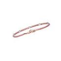 14k Rose Weaved Bangle Diamond Bracelet - 7.25 Inch