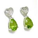 Peridot & Diamond Heart Shaped Drop Earrings