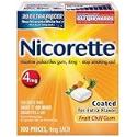 Nicorette Nicotine Polacrilex Gum, 4 mg, Fruit Chill, 100-Count Box