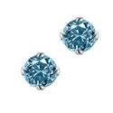 1 ct. Blue - I1 Round Brilliant Cut Diamond Earring Studs in 14K White Gold