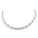 14K White Gold Fluted "X" Bars Necklace - 17