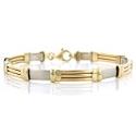 14K Yellow and White Gold 2 Tone Track Link Bracelet - 8