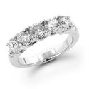 14K White Gold 1.00 ctw. Five - Stone Diamond Wedding / Anniversary Band (G-H;SI1-2)