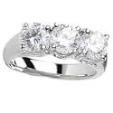 14K White Gold 1.00ctw. Round-Cut Three-Stone Diamond Ring