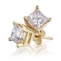 14K Yellow Gold Princess Diamond 4-Prong Stud Earrings (3/ 8ctw, G-H, SI2-I1)