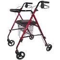 4-wheel Folding Rolling Walker with Shopping Basket, Padded Seat and Dual Hand Brakes.