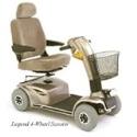 Legend 4-Wheel Scooter w/ 35 AH Batteries & Charger + Flat Free Tires - Color Candy Apple Red - Gray Fabric Seat Coverings