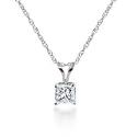 14k White Gold, Princess-Cut, Diamond Classic 4-Prong Solitaire Pendant (1/ 10 cttw, J-K Color, I2-I3 Clarity)