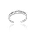 Sterling Silver Toe Ring with Channel Set Simulated Diamond CZ
