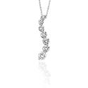 14K White Gold 1/ 4 ct. Diamond "Journey of Love" Curve Pendant with Chain