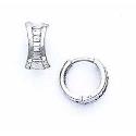 14k White Baguette-cut CZ Petite Hinged Earrings