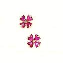 14k Yellow 3 mm Trilliant Red CZ Childrens Clover Earrings