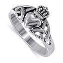 .925 Sterling Silver Irish Claddagh Band Polish Finish Ring Size 4 to 13