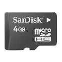 Sandisk 4GB MicroSDHC  Memory Card with SD Adapter (BULK Packaging)