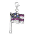 14k White American Flag 1.5 mm Sapphire and Diamond Charm