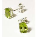 Oval 7x5mm Genuine Peridot Stud Earrings