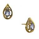 14k Yellow 4x3 mm Oval Tanzanite and Diamond Stud Earrings