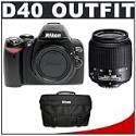 Nikon D40 6.1MP Digital SLR Camera with Nikon 18-55mm f/ 3.5-5.6G AF-S DX ED Zoom Lens + Nikon Gadget Bag / Case (Camera and Lens Refurbished by Nikon U.S.A.)