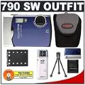 Olympus Stylus 790SW 7.1MP Waterproof Digital Camera with Dual Image Stabilized 3x Optical Zoom (Blue) + USB Card Reader + Spare Li-42B Battery for Olympus + Compact Padded Camera Case